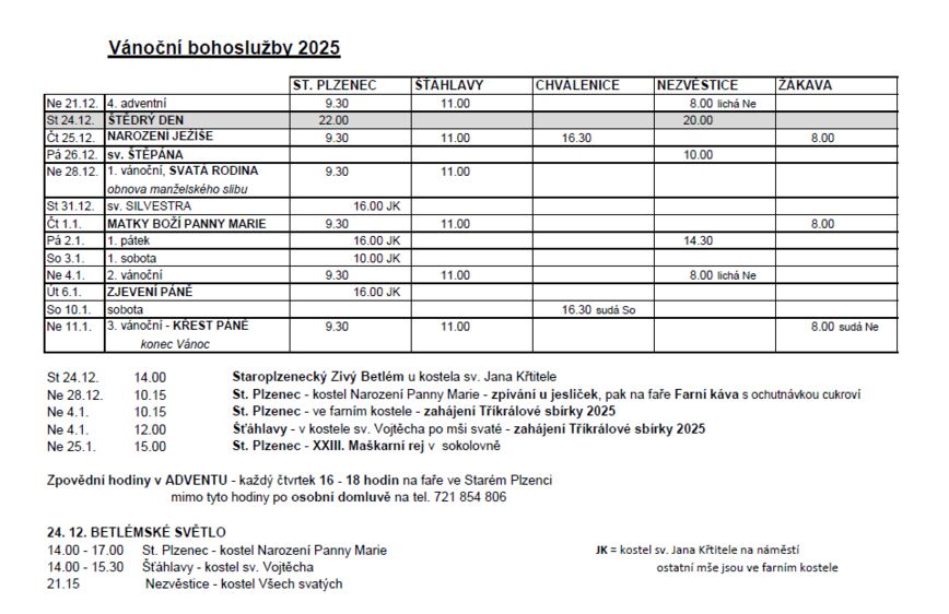 Vánoce bohoslužby